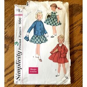 Vintage 1950s Simplicity 2246 Sewing Pattern Girls Size 3 Jumper Jacket COMPLETE